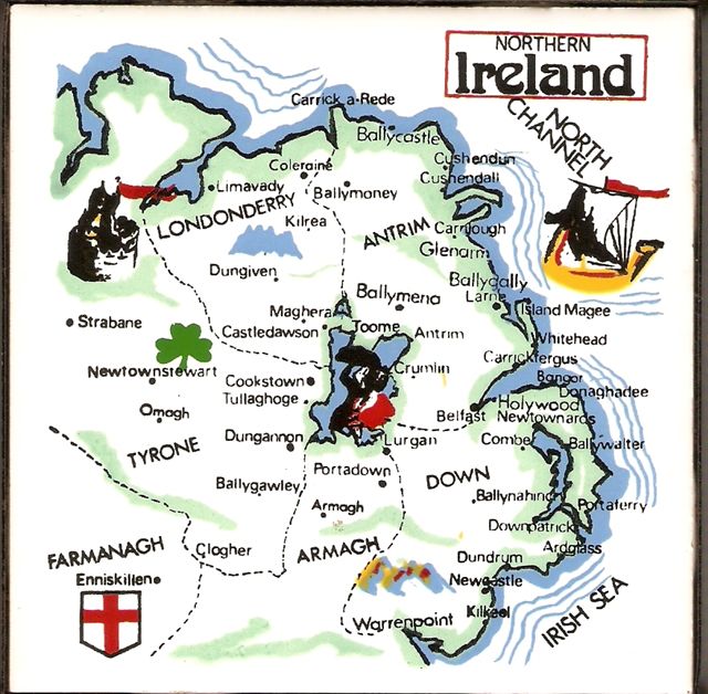 Northern Ireland Map on Tile